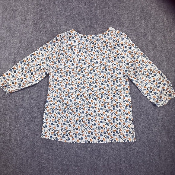 Mario Serrani Blouse Womens Medium Floral V Neck 3/4 Sleeve Lightweight Top - Picture 7 of 8